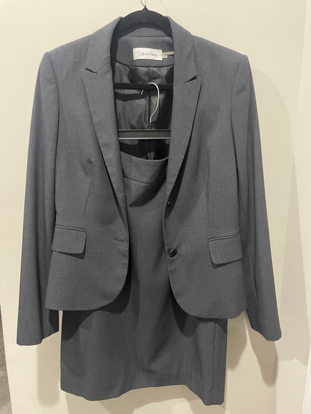 Calvin Klein Women's Charcoal Gray Two-Piece Suit - Blazer & Skirt